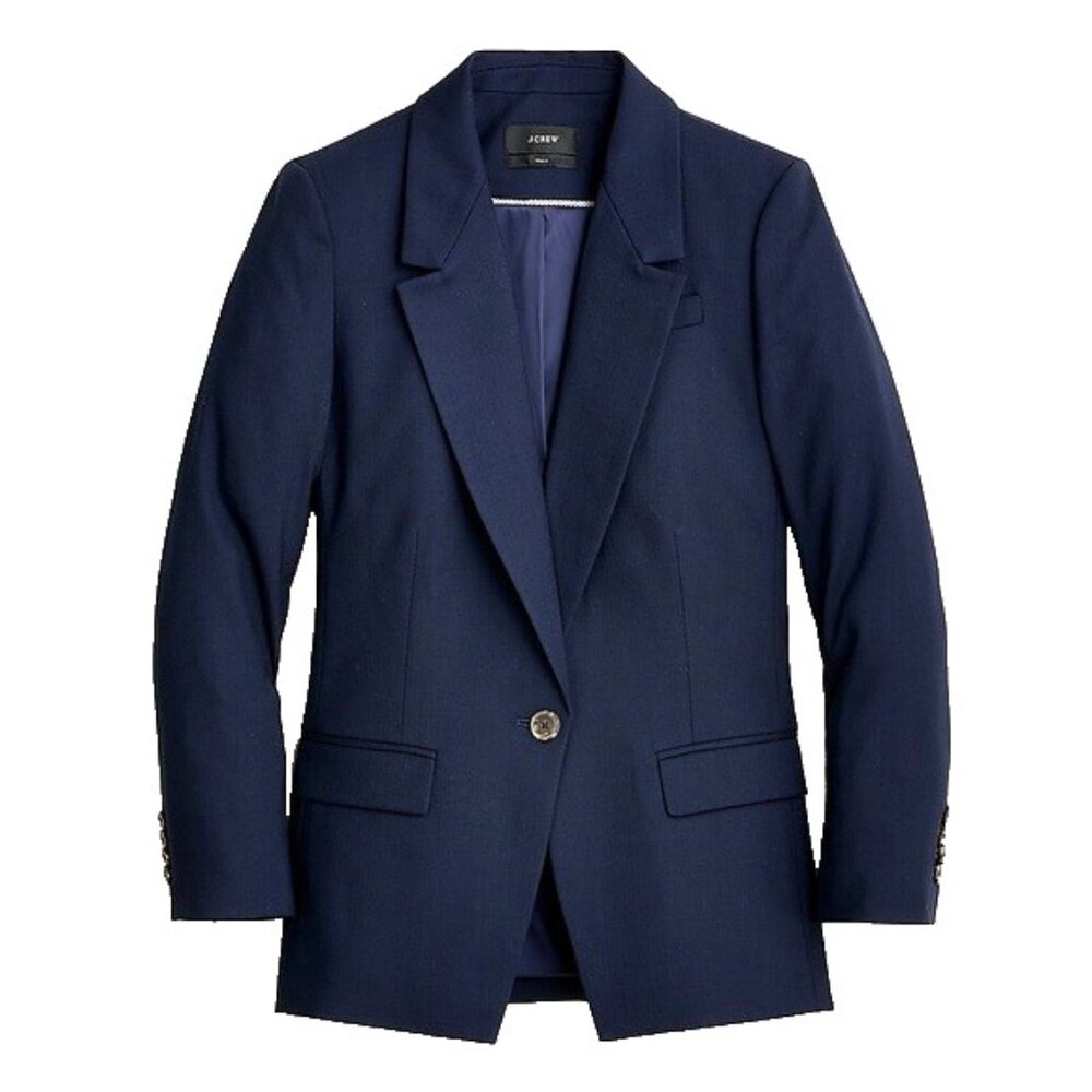 NWT J.Crew Willa Blazer in Navy Blue Italian City Wool Jacket 4 $288